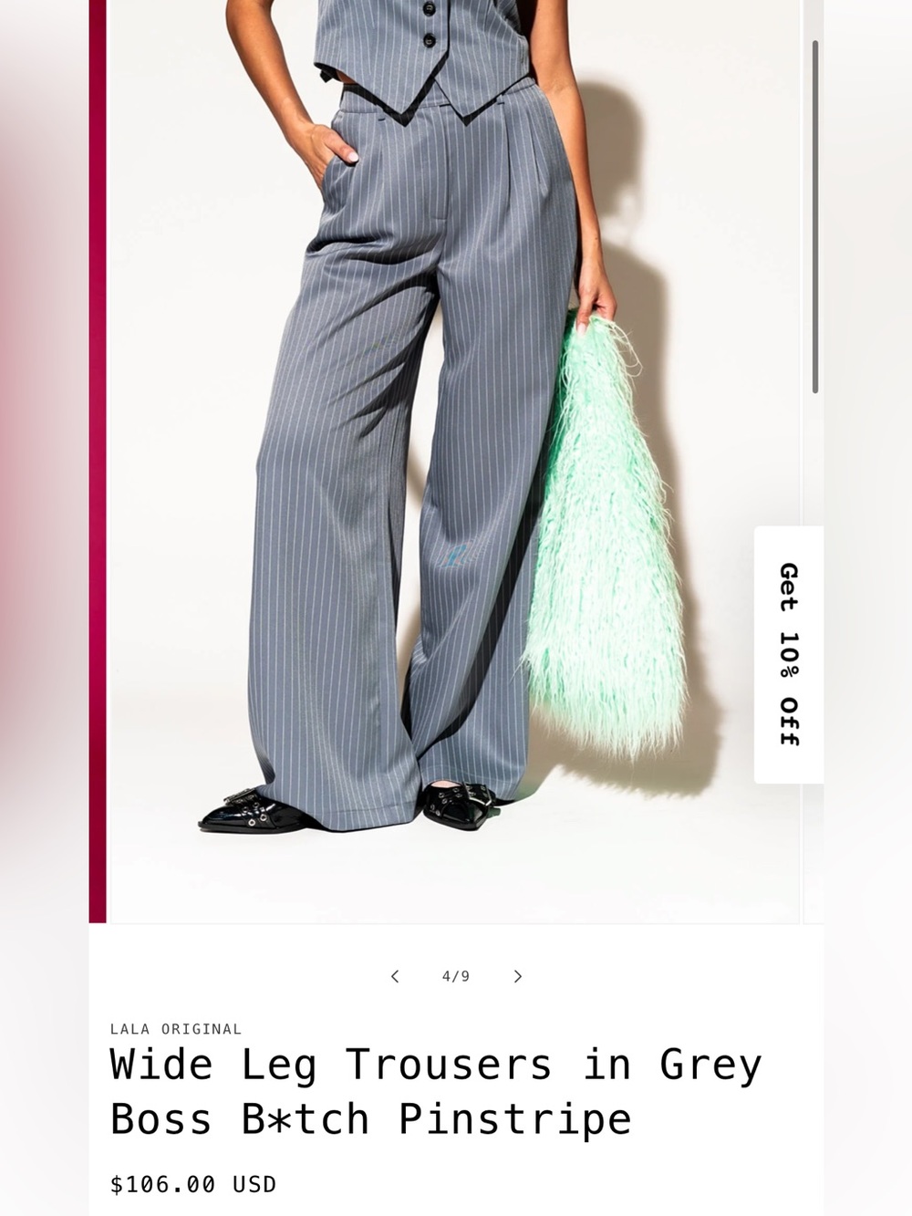DIL Grey Pinstripe Wide Leg Trousers